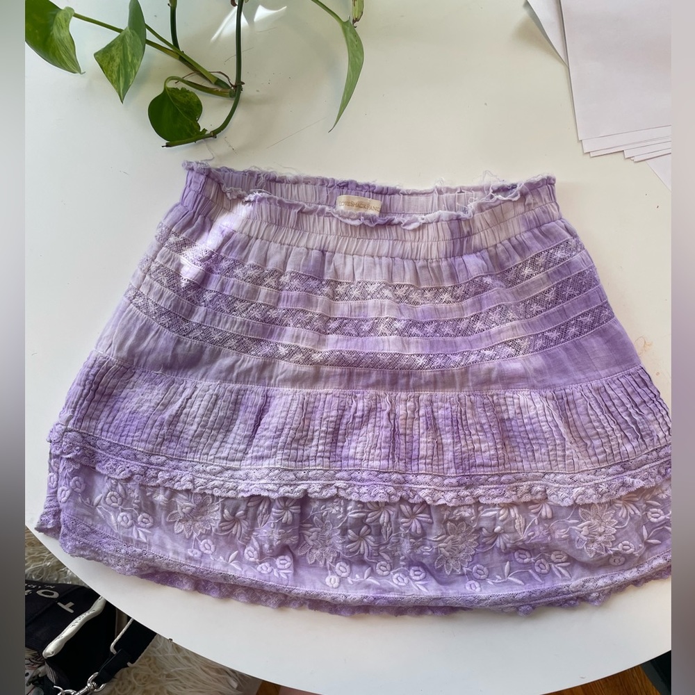 Loveshack Fancy Purple Tie Dye Skirt size L